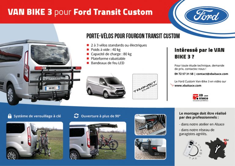 Porte-vélos VAN-BIKE 3 pour Ford Transit Custom