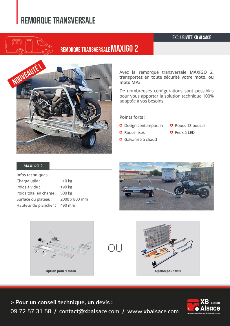 Système de chargement KALEO pour 1 moto avec treuil électrique - XB Alsace